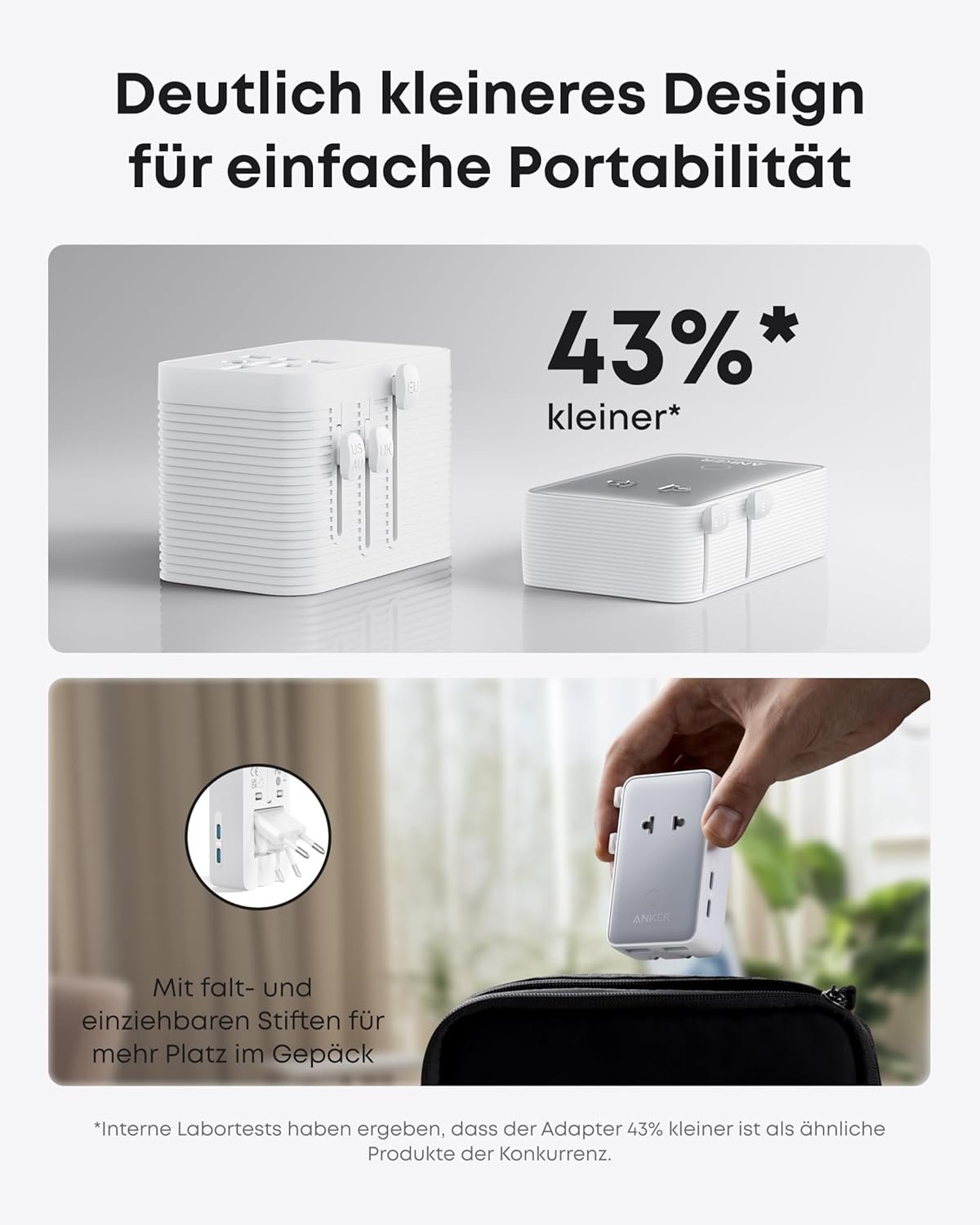 Anker Nano Reiseadapter Weltweit, Universal Reiseadapter mit 4X USB, 2X USB C, 2X USB A und 1x AC, Steckdosenadapter für Deutschland USA England, einsetzbar in über 200 Ländern, ideal für Reisen - Image 6