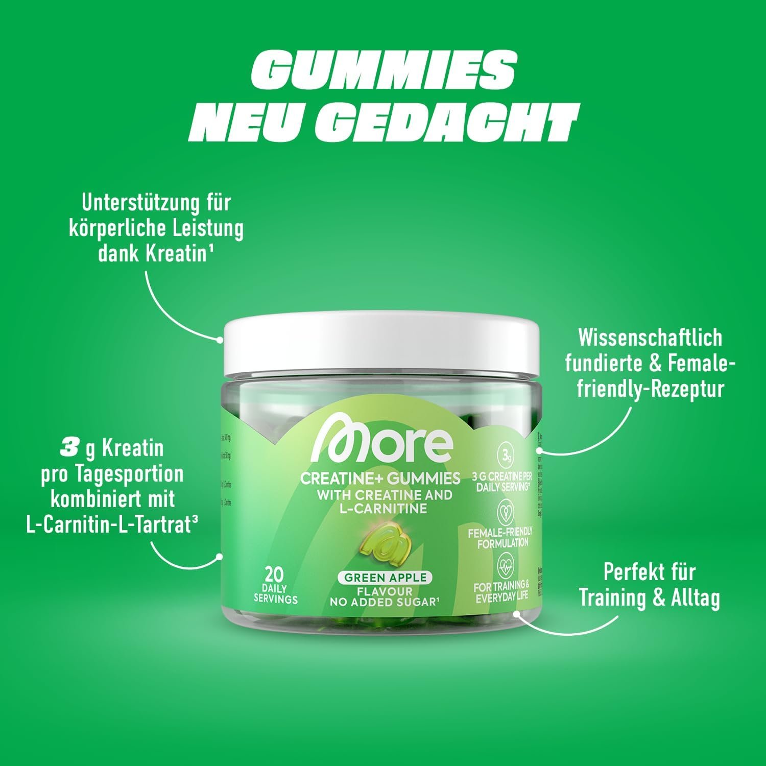 More Nutrition All-in-One Gummies Bundle | 3er-Pack: Biotic+, Creatine+ & Sleep Gummies | Deine zuckerfreie Rundum-Routine (Bio, Fitness, Schlaf) - Image 4