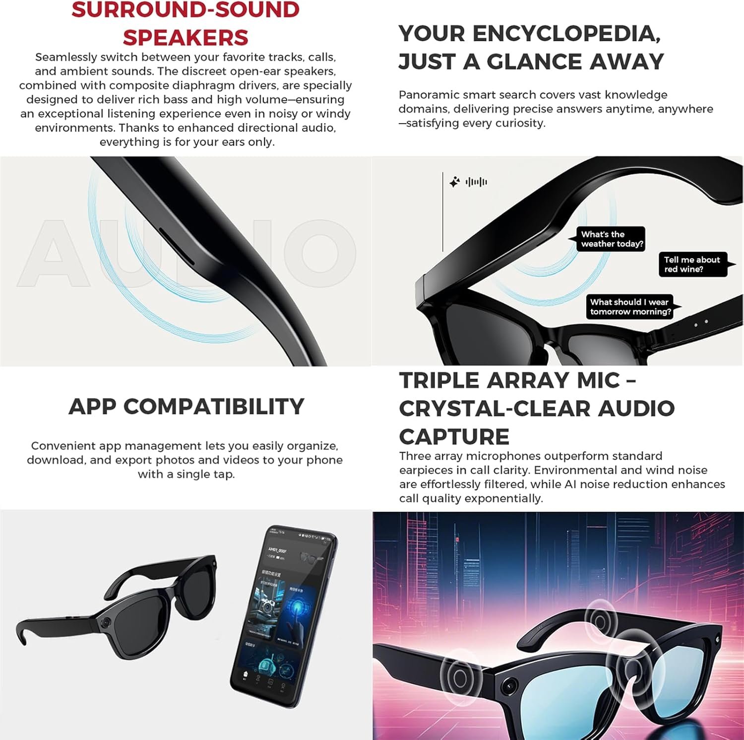 Intelligente AI-Kamera-Brille mit Echtzeit-Übersetzer & 3 Wechselgläsern - Image 2