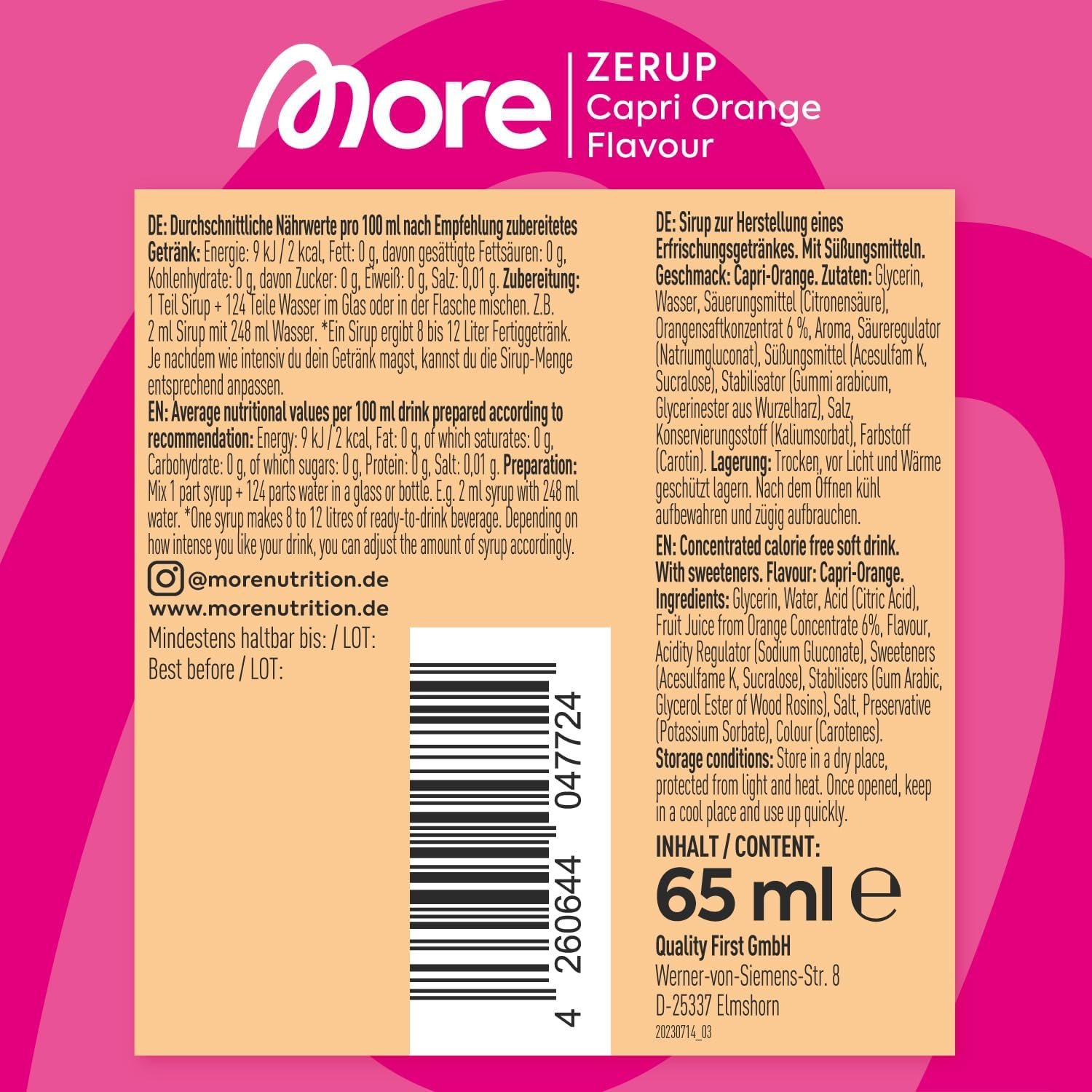 More Nutrition 5x Zerup Bundle - 5 à 65ml Getränkesirups ohne Zucker & Kalorien - Image 5
