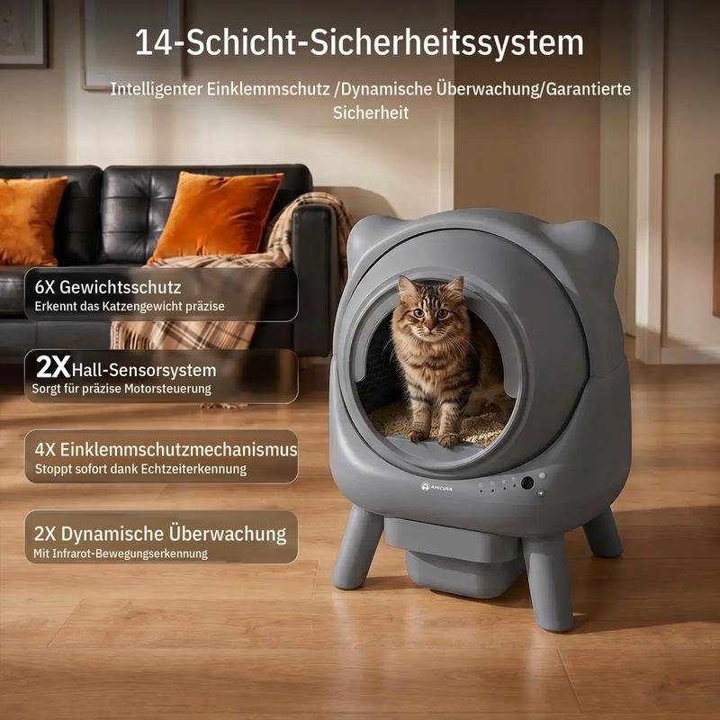Amicura Cura X1 PLUS XXL selbstreinigende Katzentoilette (95L+12L) – App gesteuert, Anti Klemm Sensor, <50 dB leise, geruchsdicht, ideal für Mehrkatzenhaushalte – Eckdesign 2026 - Image 2
