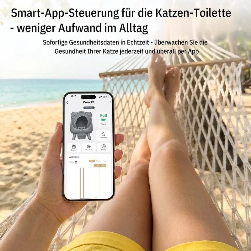 Amicura Cura X1 PLUS XXL selbstreinigende Katzentoilette (95L+12L) – App gesteuert, Anti Klemm Sensor, <50 dB leise, geruchsdicht, ideal für Mehrkatzenhaushalte – Eckdesign 2026 - Image 3