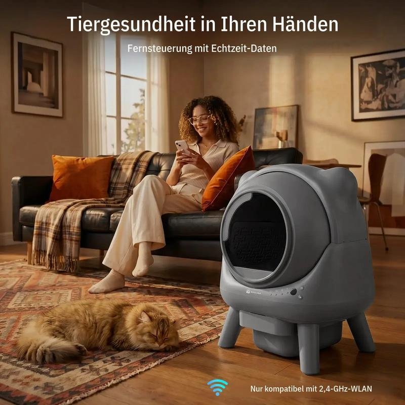 Amicura Cura X1 PLUS XXL selbstreinigende Katzentoilette (95L+12L) – App gesteuert, Anti Klemm Sensor, <50 dB leise, geruchsdicht, ideal für Mehrkatzenhaushalte – Eckdesign 2026 - Image 5